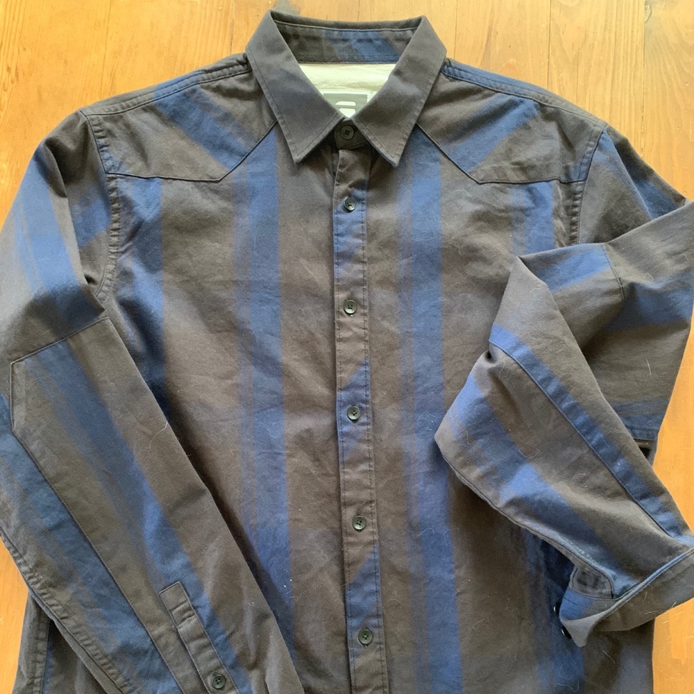 G-Star Blue and Brown Casual Button Down Shirt